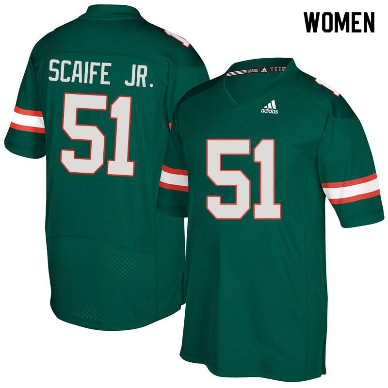 Women Miami Hurricanes #51 Delone Scaife Jr. College Football Jerseys Sale-Green - Click Image to Close